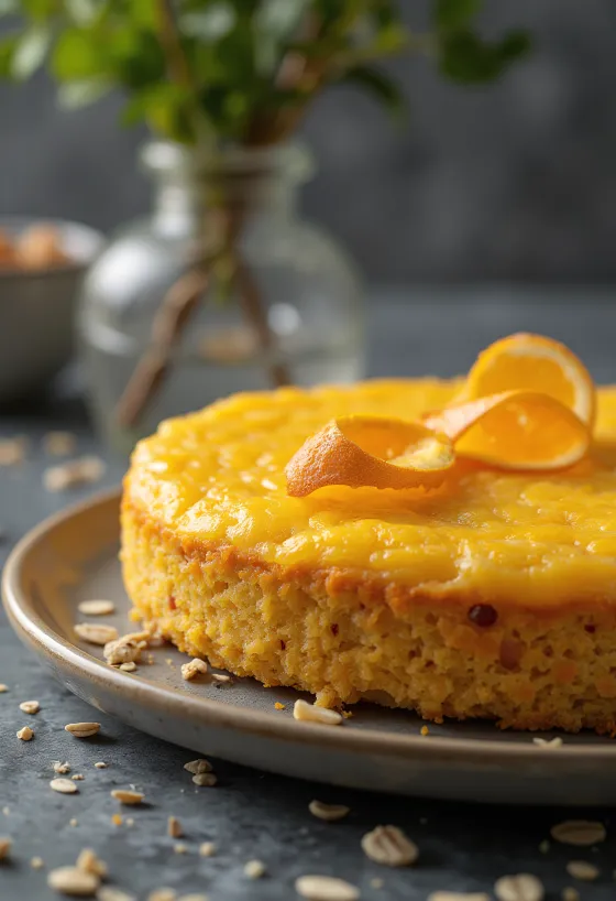 Orange and oat cake served