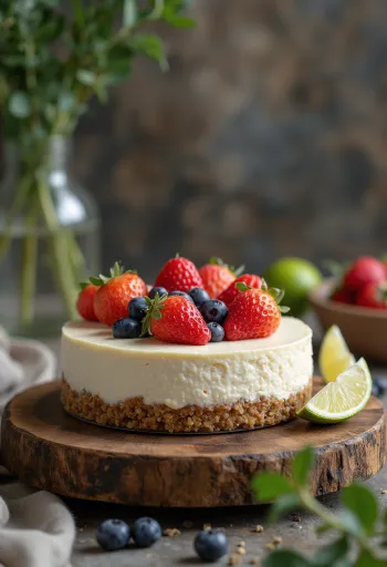 Vegan cheesecake served