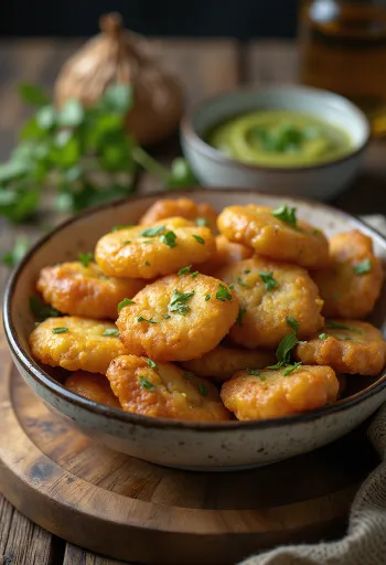 Freshly made Aloo Bhaji, crisp potato balls
