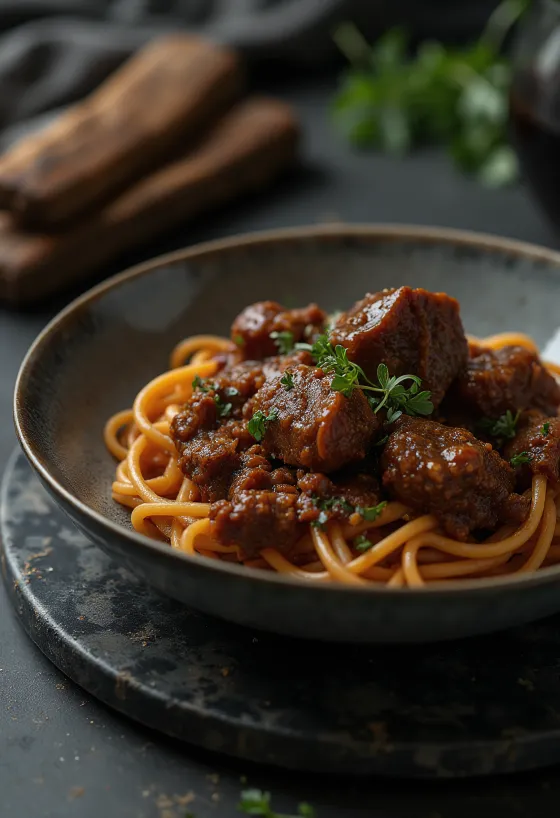 Beef cheek ragu served with pasta