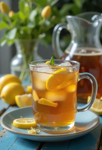 Homemade iced tea freshly served