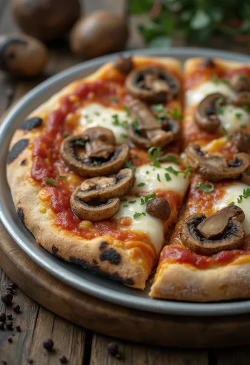 Pizza ai Funghi di Bosco with wild mushrooms and mozzarella