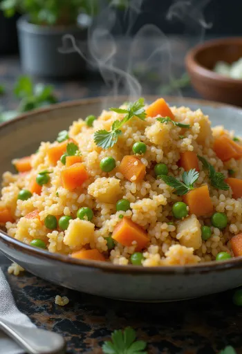 Bulgur pilaf with vegetables served