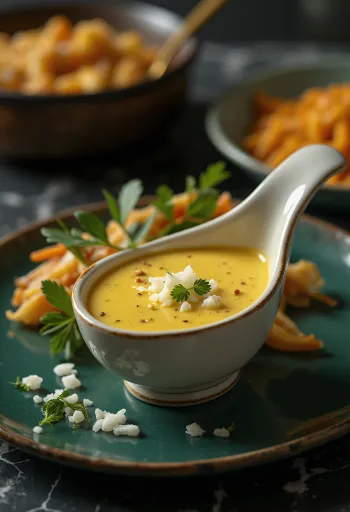 Creamy curry onion sauce served