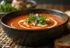 Creamy spicy tomato soup served