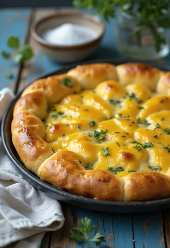 Mustard and smoked cheese focaccia served