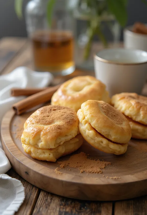 Curd cheese and cinnamon Linzer biscuits served