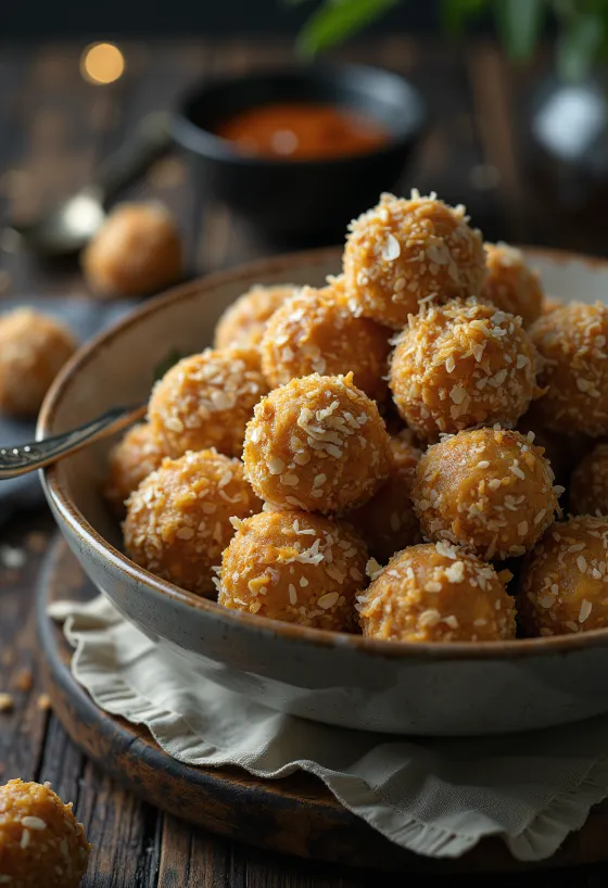 Oat coconut balls served