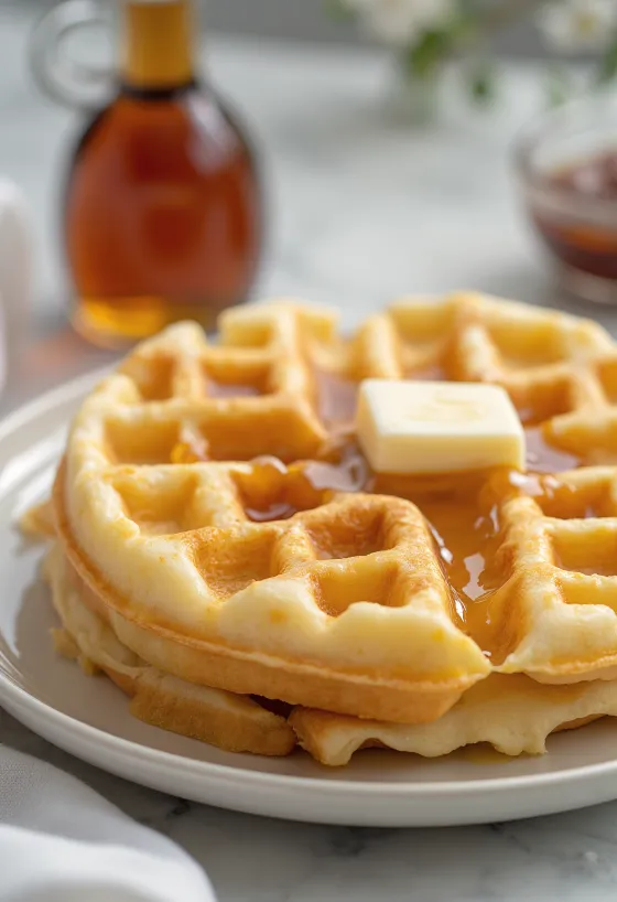 American waffles served on a plate