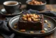 BBQ grilled chocolate and almond sponge cake served