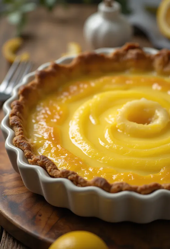 Lemon and orange tart served on a plate