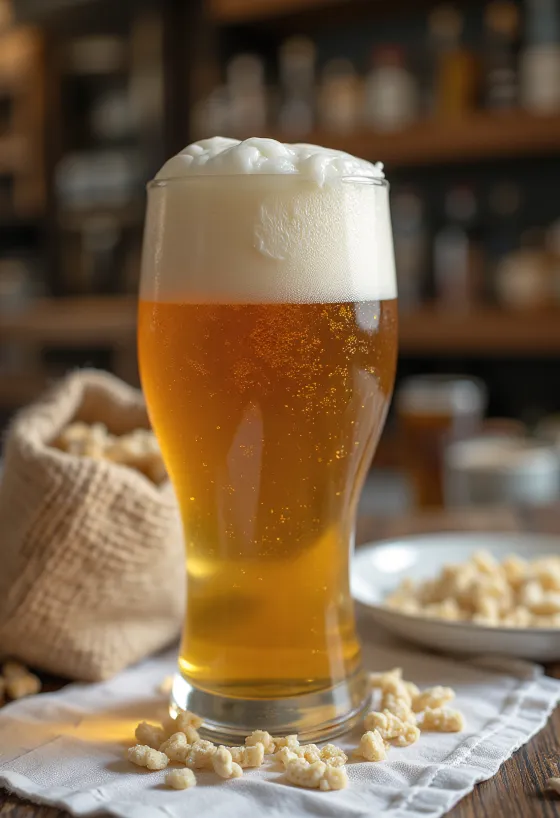 Homemade beer served in a bottle