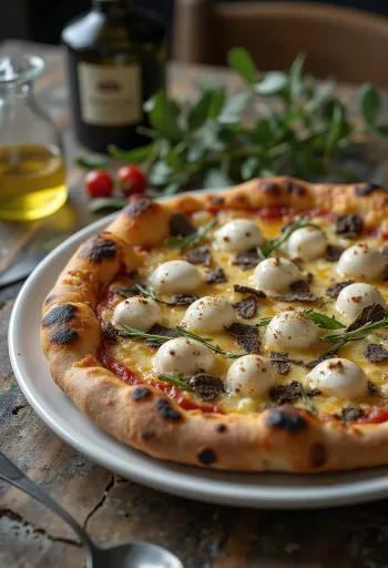 Pizza al Tartufo with truffle and Italian cheeses