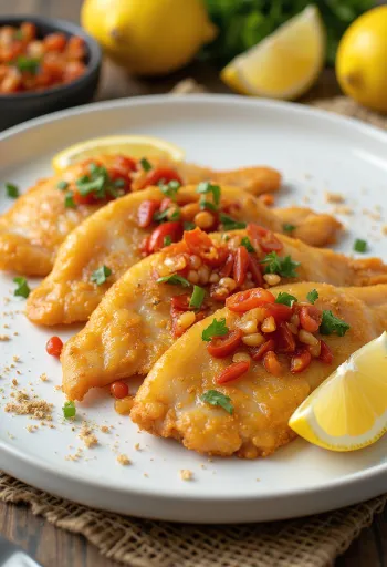 Tilapia fry with chilli served, garnished with fresh coriander