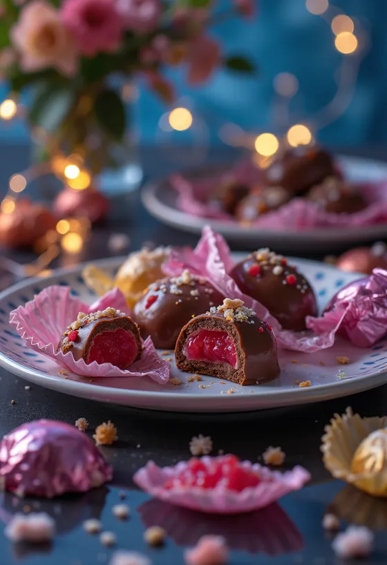 Jellied saloncukor with dark chocolate coating