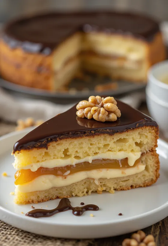 Gerbeaud cake served