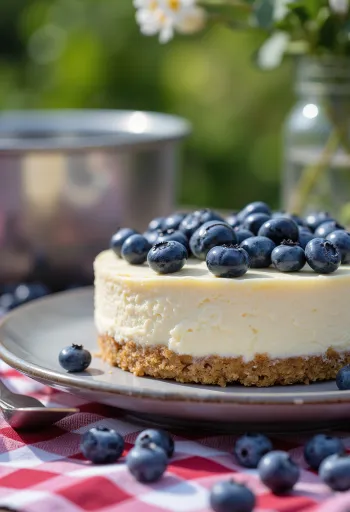 Blueberry cheesecake served