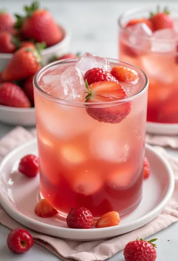 Iced strawberry cider served in a glass