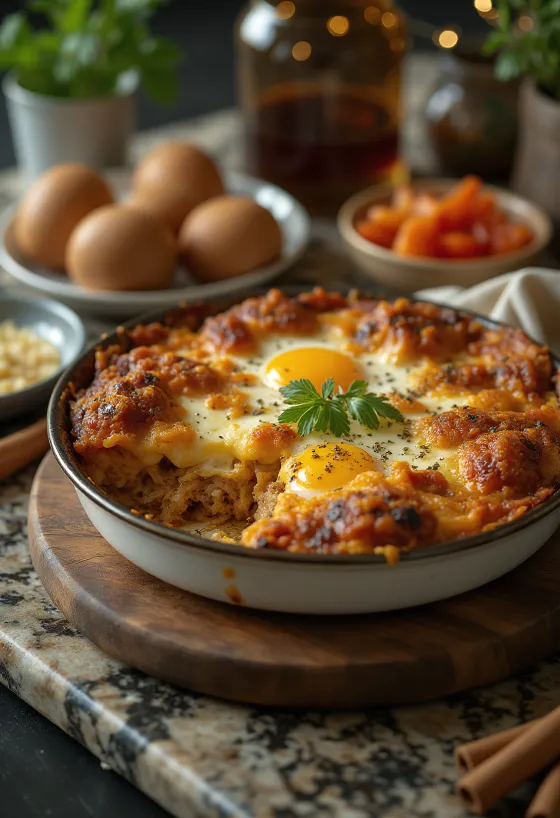 Spiced Moussaka, with meat and creamy layers