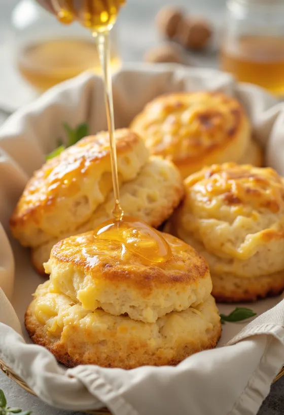 Cheese scones served with honey