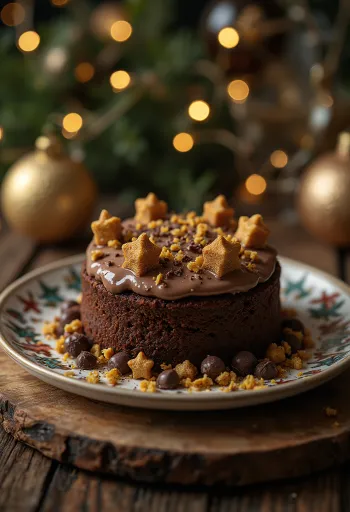 Advent chocolate cake with festive decoration
