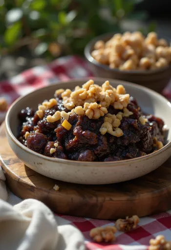 Anjeer ka Halwa with rich fig flavours, roasted nuts and rose water