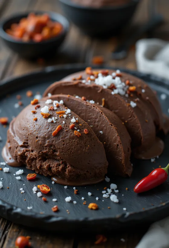 Chilli chocolate parfait served