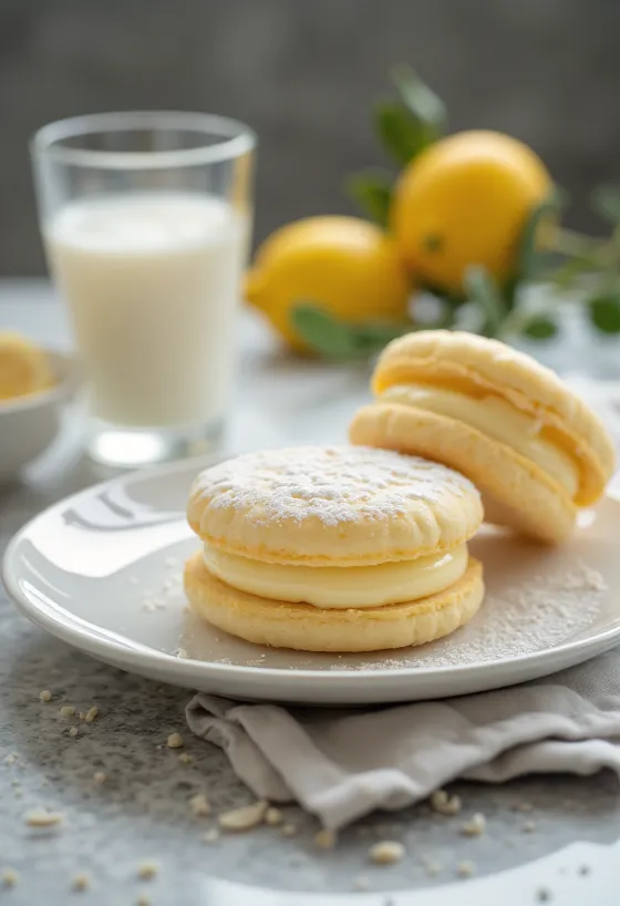 Lemon and vanilla Linzer biscuits served on a plate