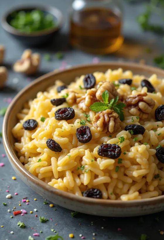 Majboos served with walnuts and raisins