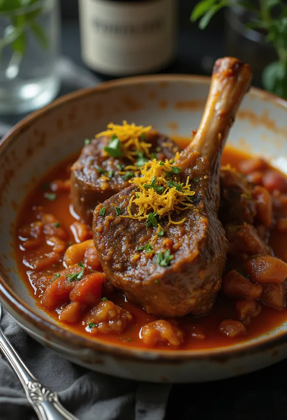 Osso buco served with chilli, spicy