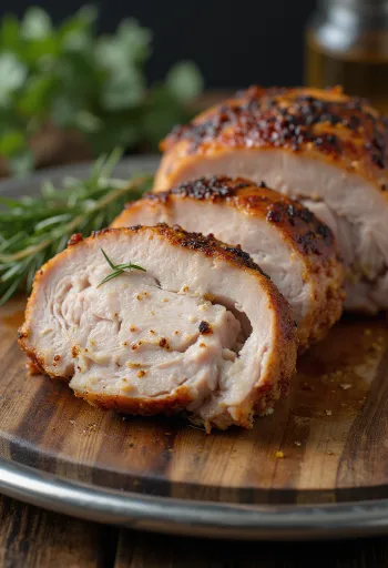 Smoked wild turkey breast served with grilled vegetables.