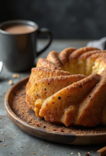 Oat and cinnamon Bundt cake served