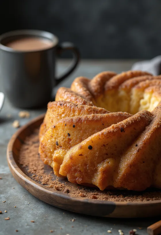 Oat and cinnamon Bundt cake served