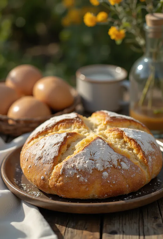 Freshly baked Australian damper bread