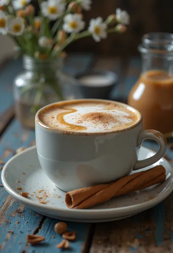 Caramel chai latte served in a glass