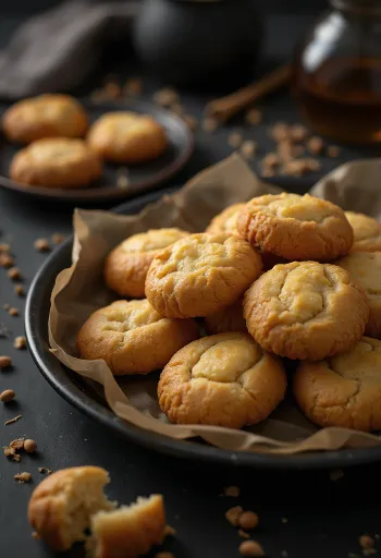 Honey biscuits baked golden brown, flavoured with cinnamon and ginger