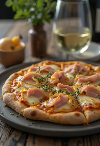 Pizza alla Messinese with tuna and onion