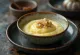 Chawanmushi with garlic, served with prawns and green onions