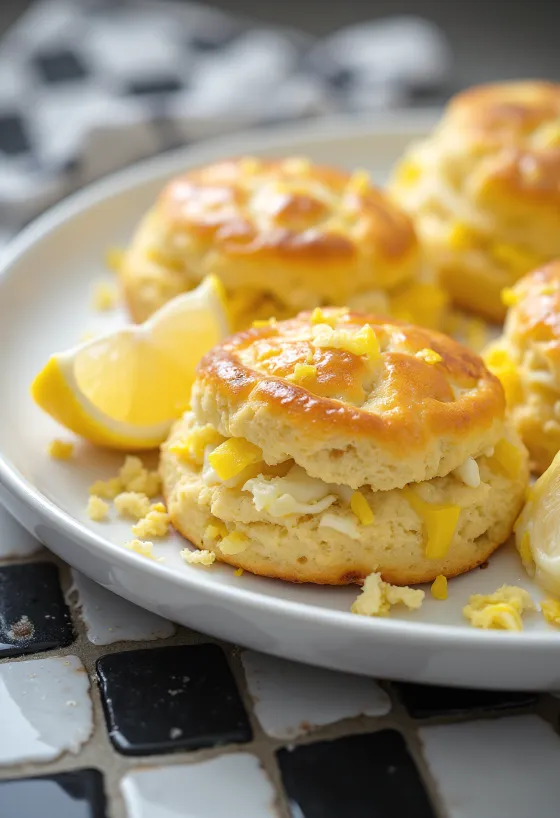 Lemon and curd cheese scones served