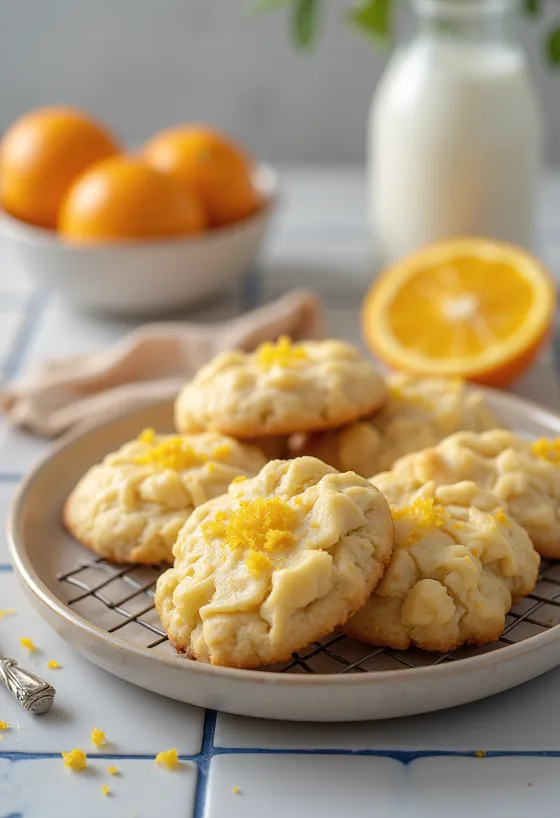 Orange shortbread cookies served