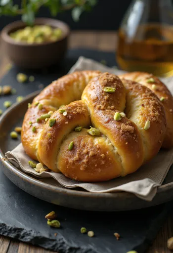 Pistachio pretzels served