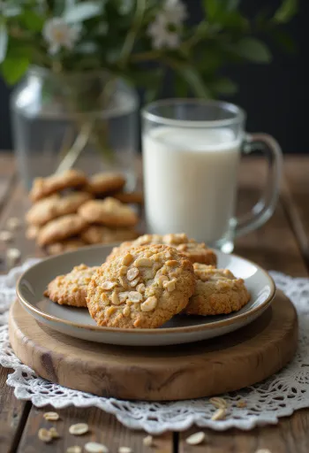 Oat biscuits baked golden brown, served on a tray