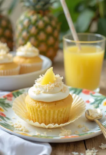 Pineapple cupcakes served