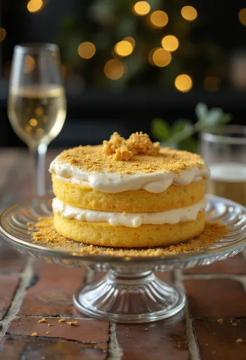 Golden cake with elegant decoration