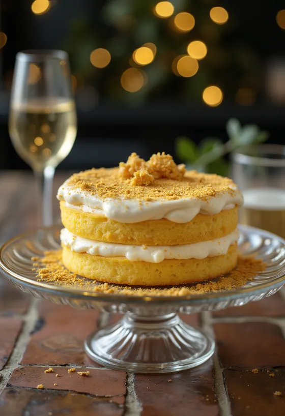 Golden cake with elegant decoration