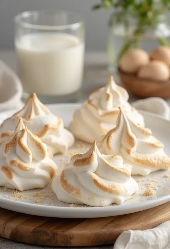 Meringue kisses served on a plate