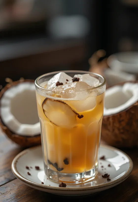 Coconut iced tea served in a glass