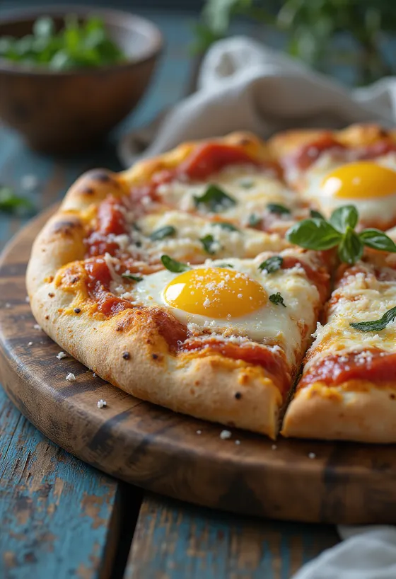 Pizza alla Parmigiana with aubergine and Parmesan