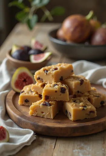 Fig Barfi served with almonds and saffron flavour