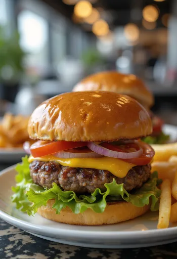 Classic hamburger served